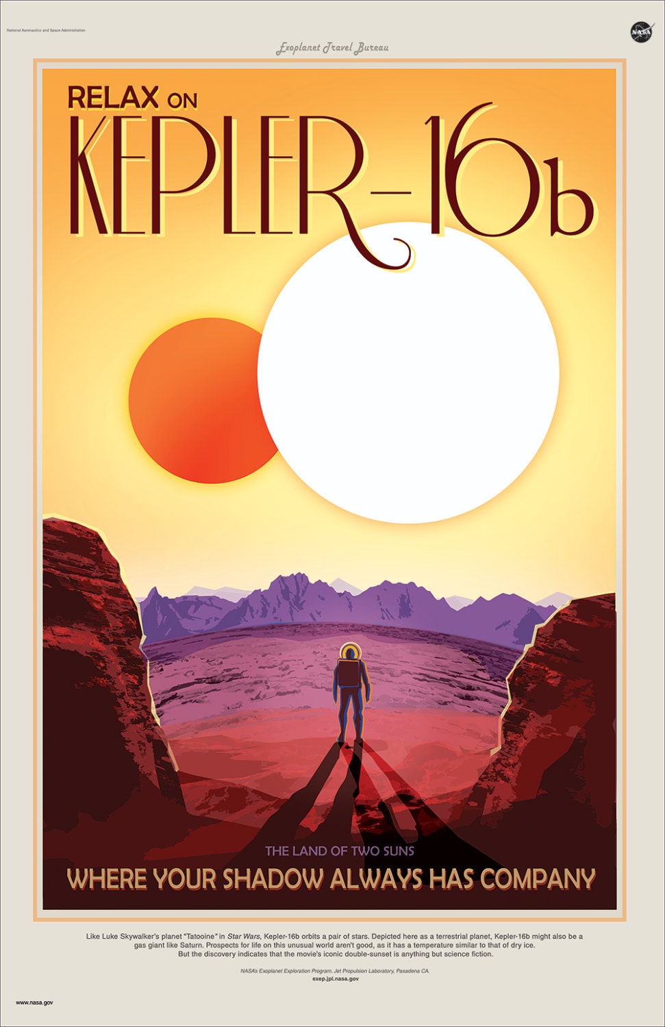 NASA / JPL Space Tourism Poster - Kepler-16b