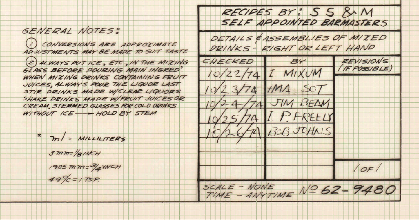Cocktail Construction Chart with Grid - Dept of Agriculture - Forest Service - From US Archives