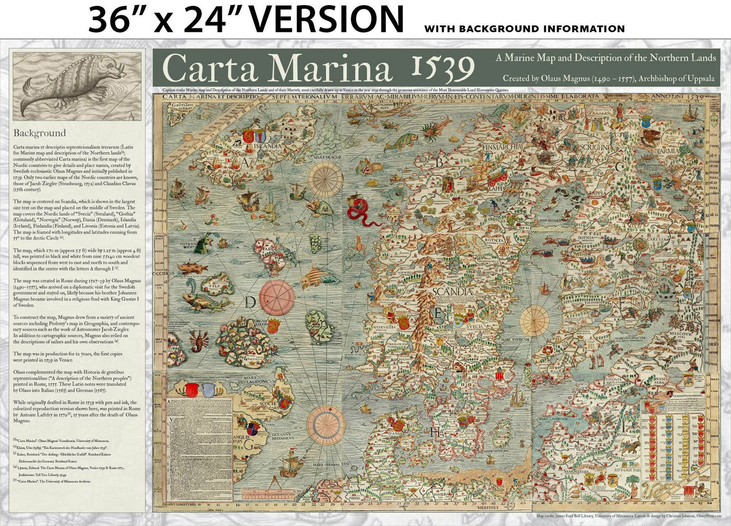The 1539 Carta Marina by Olaus Magnus