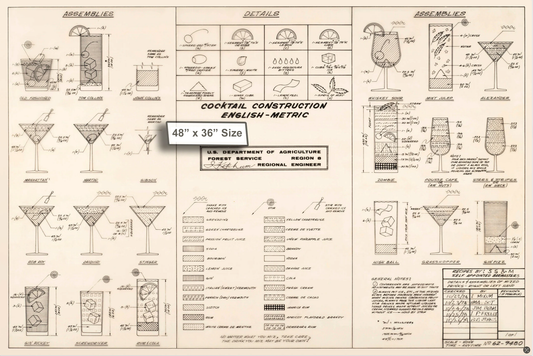 Original Cocktail Construction Chart - Forestry Service, Dept of Agriculture- US Archives.