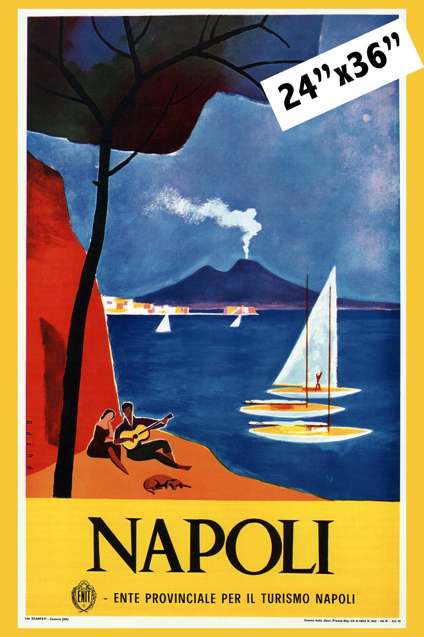 Napoli Travel Poster - 1954 - by Mario Puppo