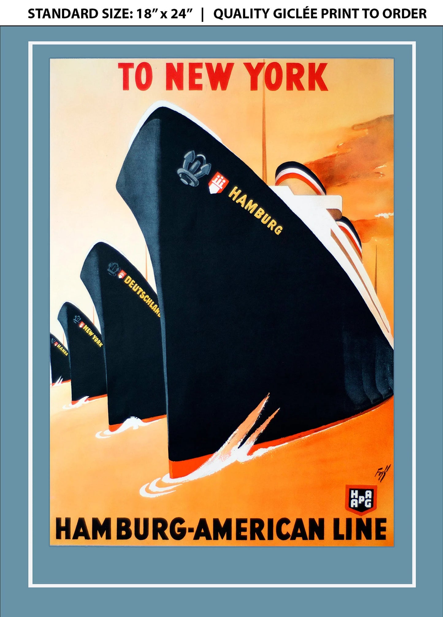 To New York - Hamburg American Line